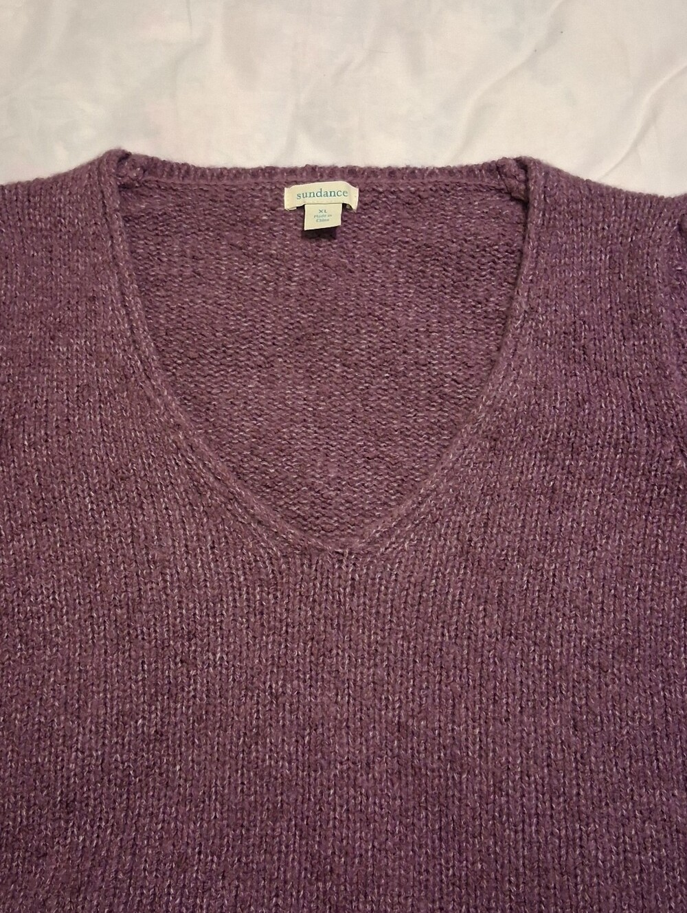 Sundance Yessica Sweater Open Knit Sleeve Women Purple XL Quiet Luxury Preppy - Picture 3 of 16